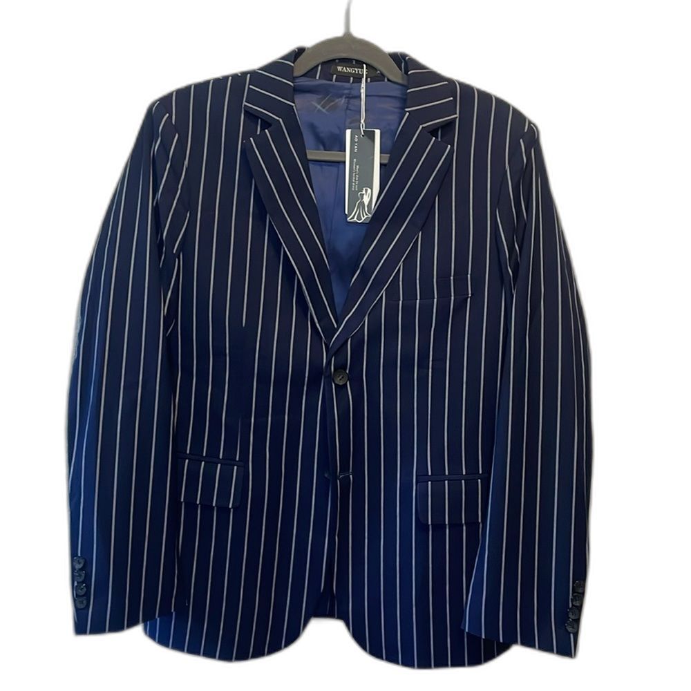 Wangyue NWT pinstripe blazer Navy and white size XS